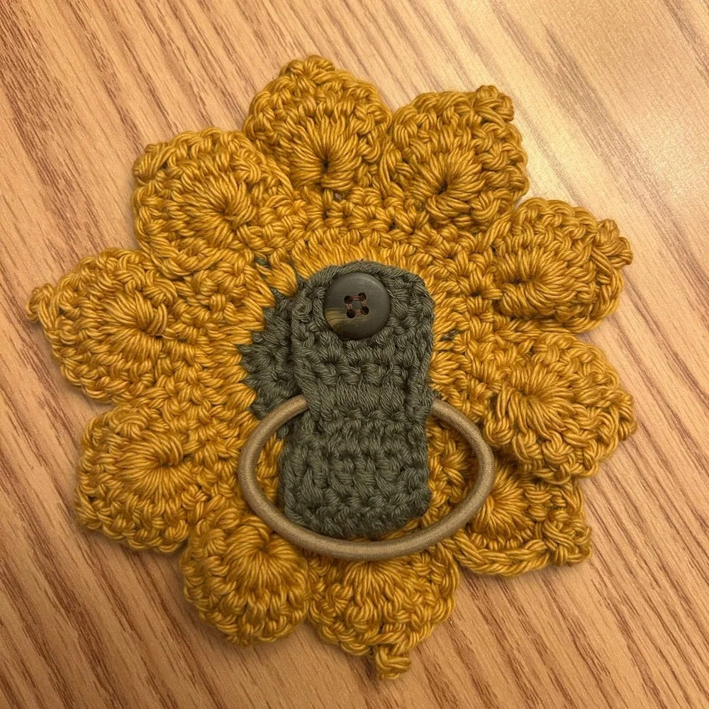 Towel Holder Sunflower Crocheted Handmade